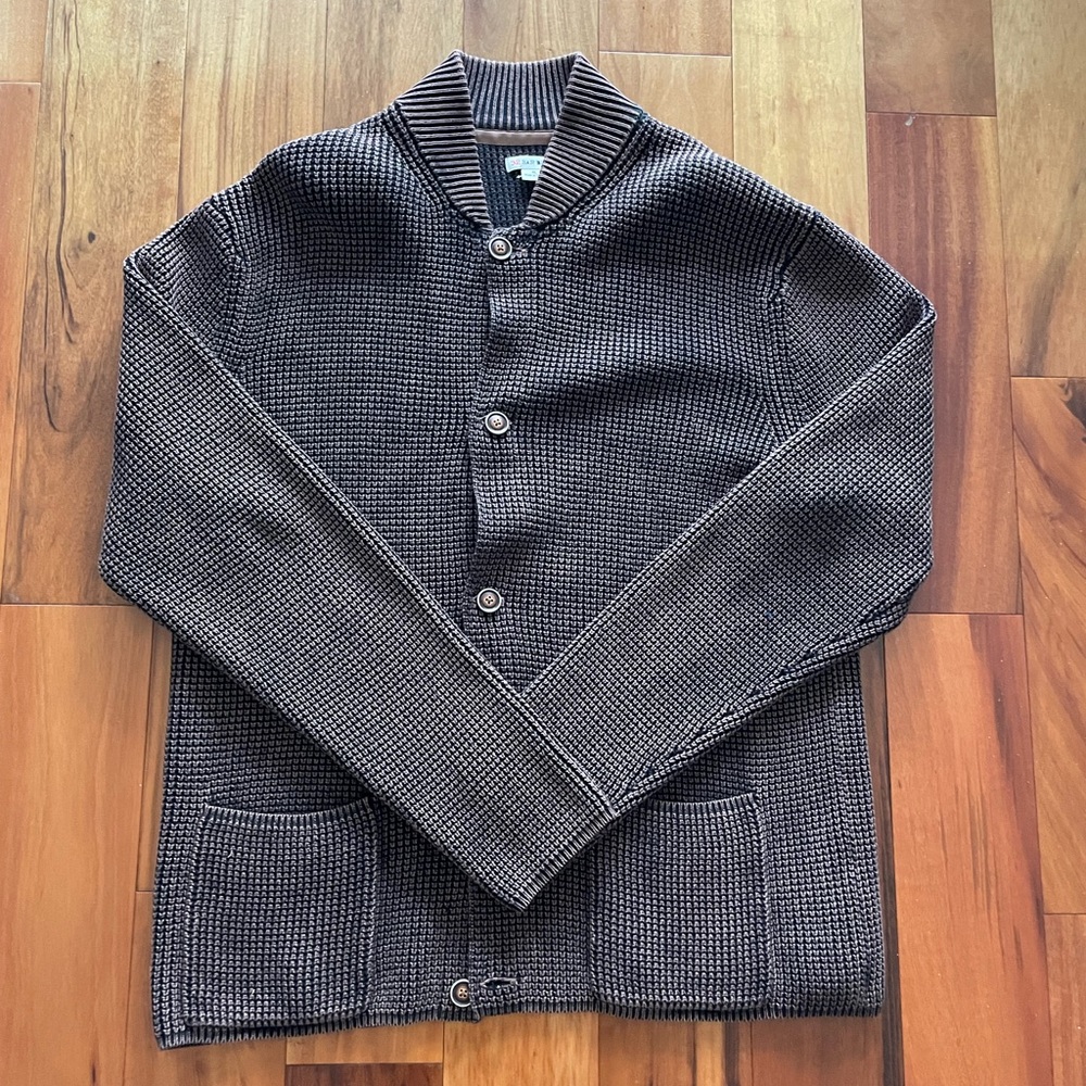 32 Bar Blues Men's Textured Cardigan in Black and Tan